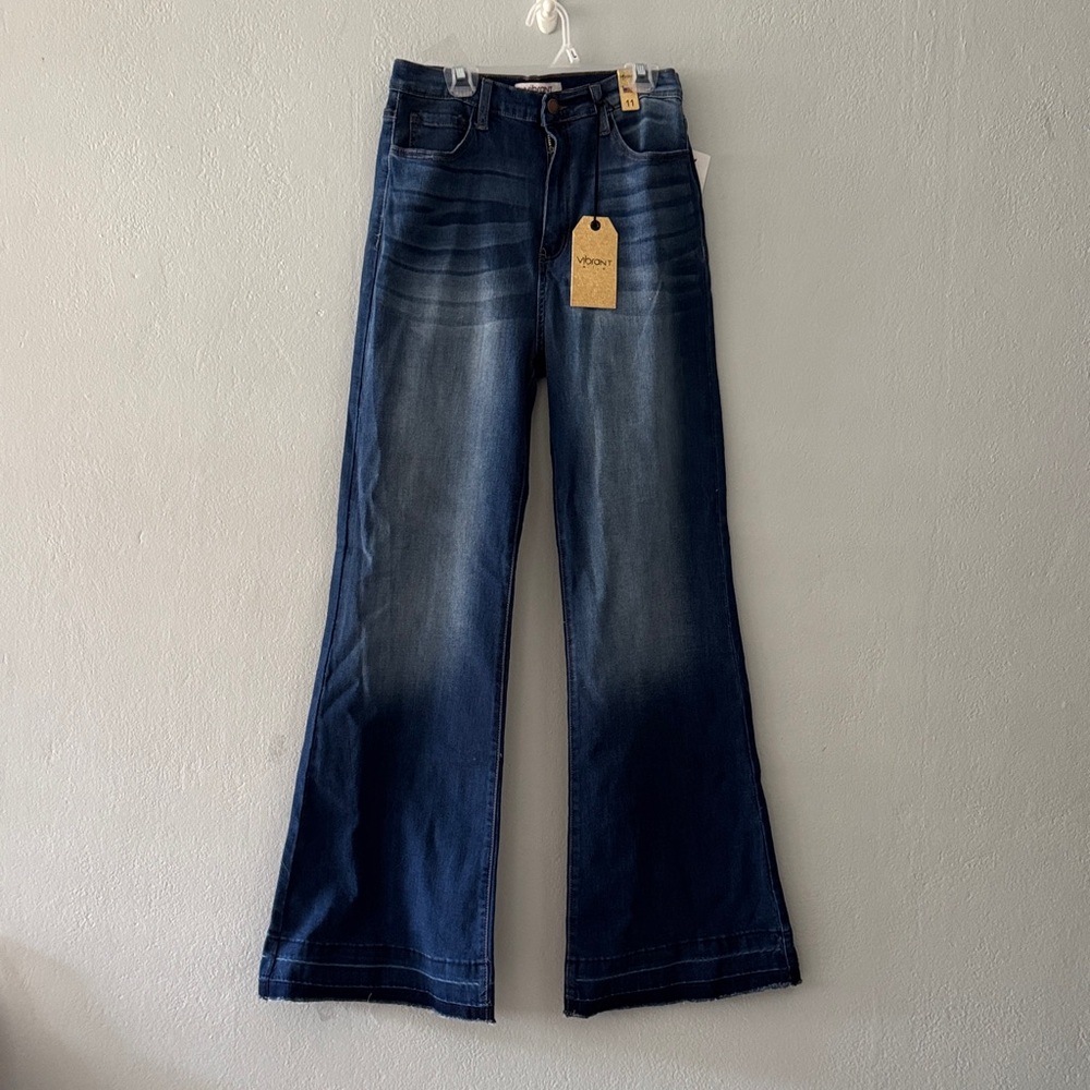 Vibrant Dark Blue Flare Jeans